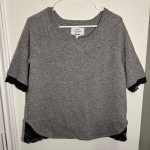 Robert Rodriguez Neiman Marcus Cashmere Knit Top Womens Large Gray Lace Trim